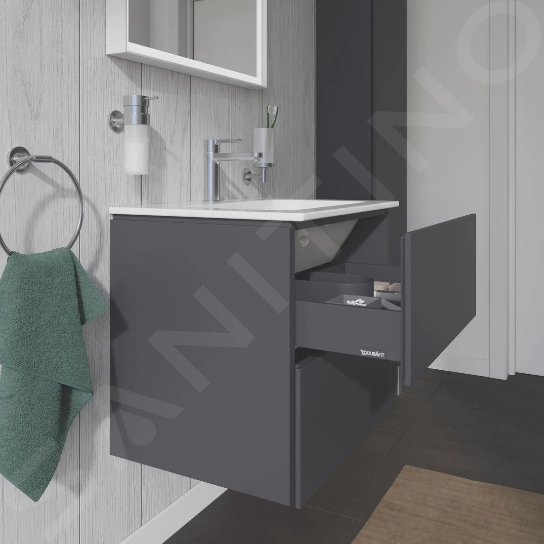 Duravit L-Cube - Wastafelonderkast 550x620x481 Mm, 2 Laden, Grafiet Mat LC624004949 7 Duravit L-Cube - Wastafelonderkast 550x620x481 Mm, 2 Laden, Grafiet Mat LC624004949 - Afbeelding 7