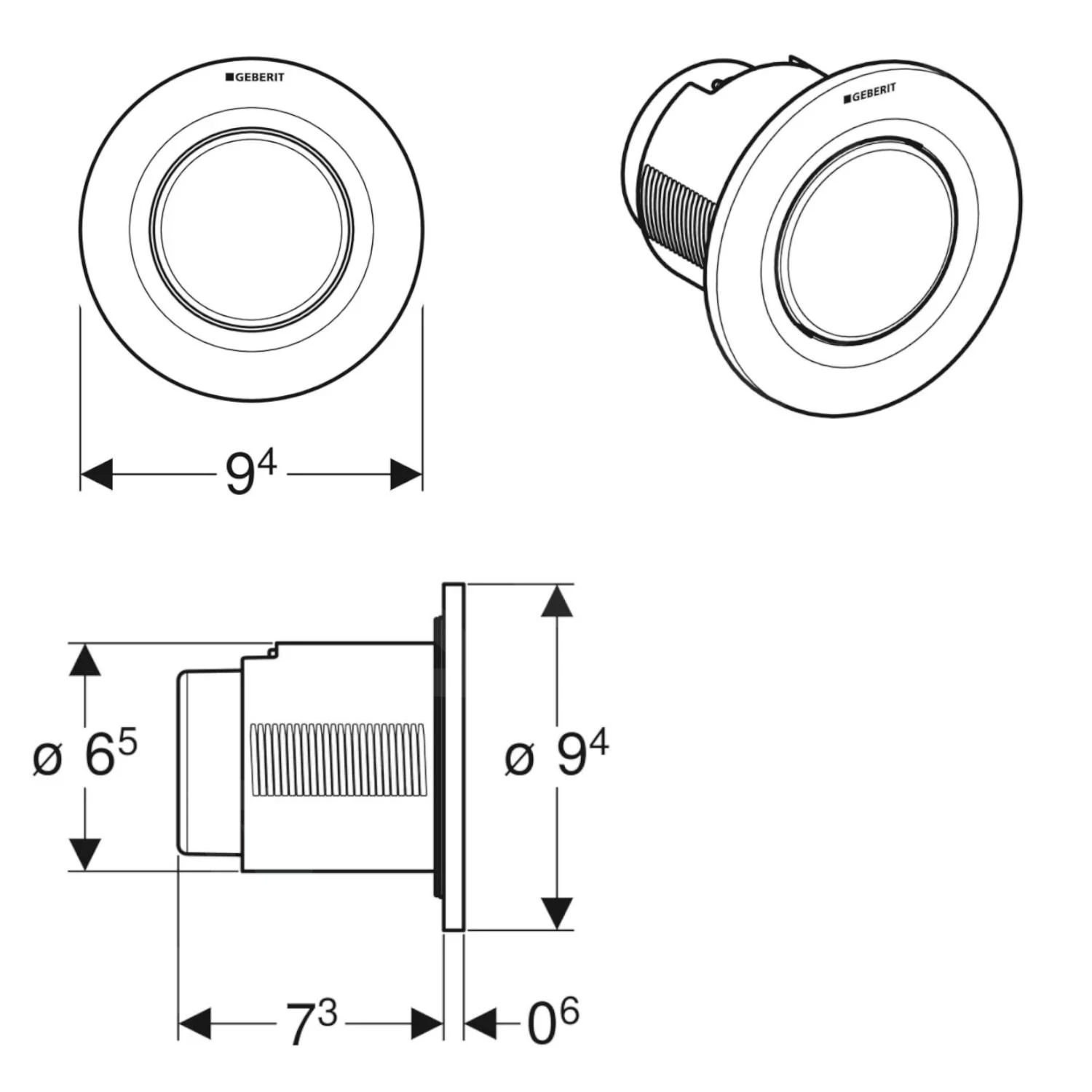 Geberit Spoelsystemen - Pneumatische Spoelbediening Op Afstand Type 1, Glanzend Chroom 116.041.21.1 2 Geberit Spoelsystemen - Pneumatische Spoelbediening Op Afstand Type 1, Glanzend Chroom 116.041.21.1 - Afbeelding 2