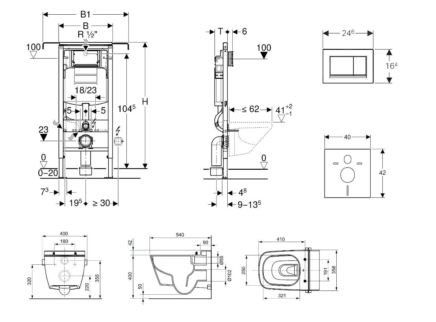 Geberit Duofix - Inbouwreservoir Voor Hangend Toilet Met SIGMA30 Bedieningsknop, Wit/glanzend Chroom + Tece One - Hangend Douche-wc En Wc-bril, Rimless, SoftClose 111.355.00.5 NT5 2 Geberit Duofix - Inbouwreservoir Voor Hangend Toilet Met SIGMA30 Bedieningsknop, Wit/glanzend Chroom + Tece One - Hangend Douche-wc En Wc-bril, Rimless, SoftClose 111.355.00.5 NT5 - Afbeelding 2