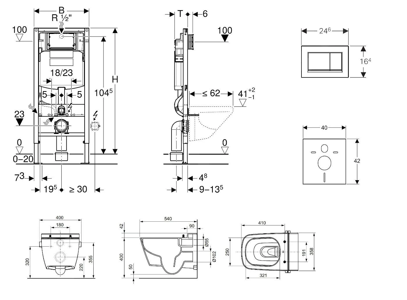 Geberit Duofix - Inbouwreservoir Voor Hangend Toilet Met SIGMA30 Bedieningsknop, Glanzend Chroom/chroom Mat + Tece One - Hangend Douche-wc En Wc-bril, Rimless, SoftClose 111.300.00.5 NT6 2 Geberit Duofix - Inbouwreservoir Voor Hangend Toilet Met SIGMA30 Bedieningsknop, Glanzend Chroom/chroom Mat + Tece One - Hangend Douche-wc En Wc-bril, Rimless, SoftClose 111.300.00.5 NT6 - Afbeelding 2