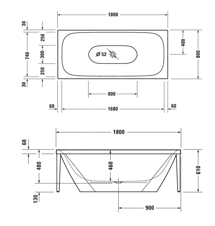 Duravit Xviu - Vrijstaand Bad, 1800x800 Mm, Met Metalen Onderstel, Wit/champagne 700443000B10000 2 Duravit Xviu - Vrijstaand Bad, 1800x800 Mm, Met Metalen Onderstel, Wit/champagne 700443000B10000 - Afbeelding 2