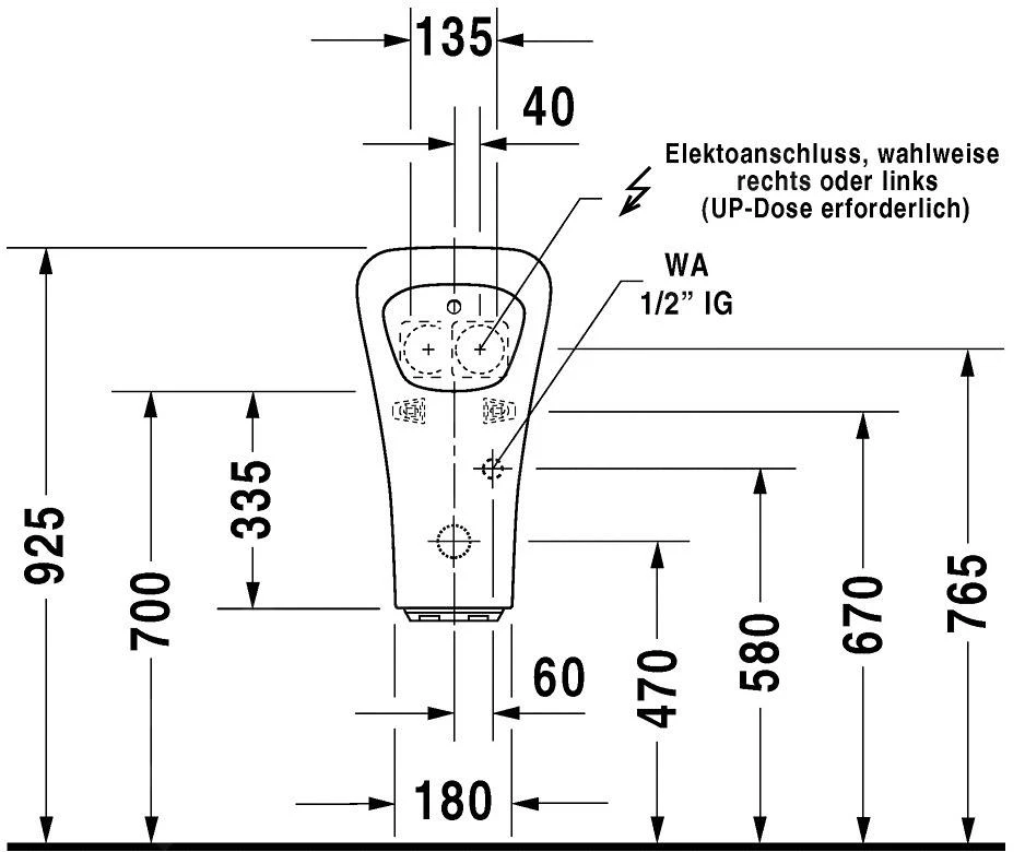 Duravit DuraStyle - Urinoir, Elektrische Bediening, Afval Achteraan, Rimless, Met WonderGliss, Wit 28063100931 4 Duravit DuraStyle - Urinoir, Elektrische Bediening, Afval Achteraan, Rimless, Met WonderGliss, Wit 28063100931 - Afbeelding 4