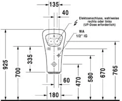 Duravit DuraStyle - Urinoir, Elektrische Bediening, Afval Achteraan, Rimless, Wit 2806310093 -Badkamer Luxe f4b417e49e7455b349902d36