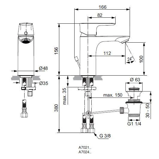 Ideal Standard Connect Air - Wastafelkraan Met Waste, Brushed Gold A7021A2 2 Ideal Standard Connect Air - Wastafelkraan Met Waste, Brushed Gold A7021A2 - Afbeelding 2