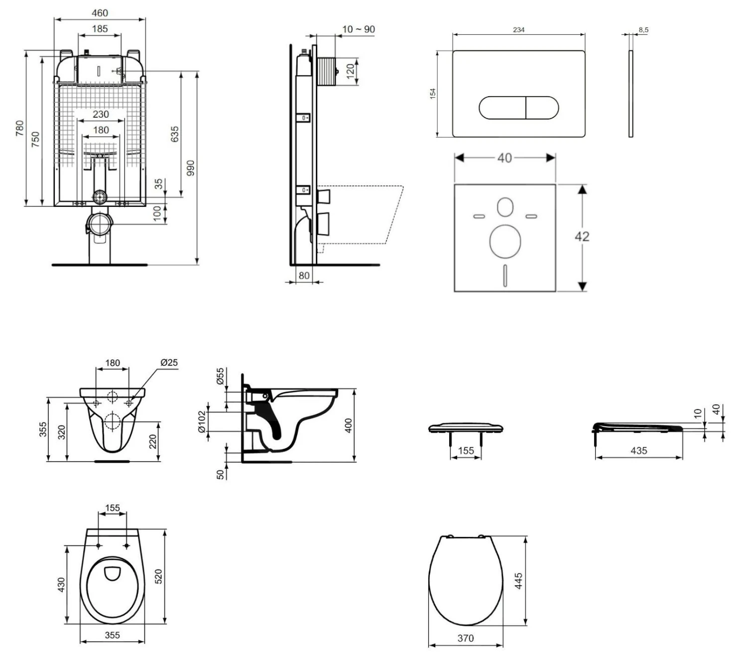 Ideal Standard ProSys - Toiletset - Inbouwreservoir, Closet Alpha Met WC-zitting, Oleas M1 Bedieningsplaat, Chroom ProSys80M SP108 2 Ideal Standard ProSys - Toiletset - Inbouwreservoir, Closet Alpha Met WC-zitting, Oleas M1 Bedieningsplaat, Chroom ProSys80M SP108 - Afbeelding 2