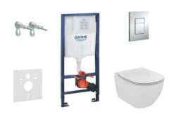 Grohe Rapid SL - Complete Toiletset Aquablade Wandcloset+ Ideal Standard WC Zitting, Skate Cosmo Bedieningsplaat, SoftClose, Chroom 38528SET-KU
