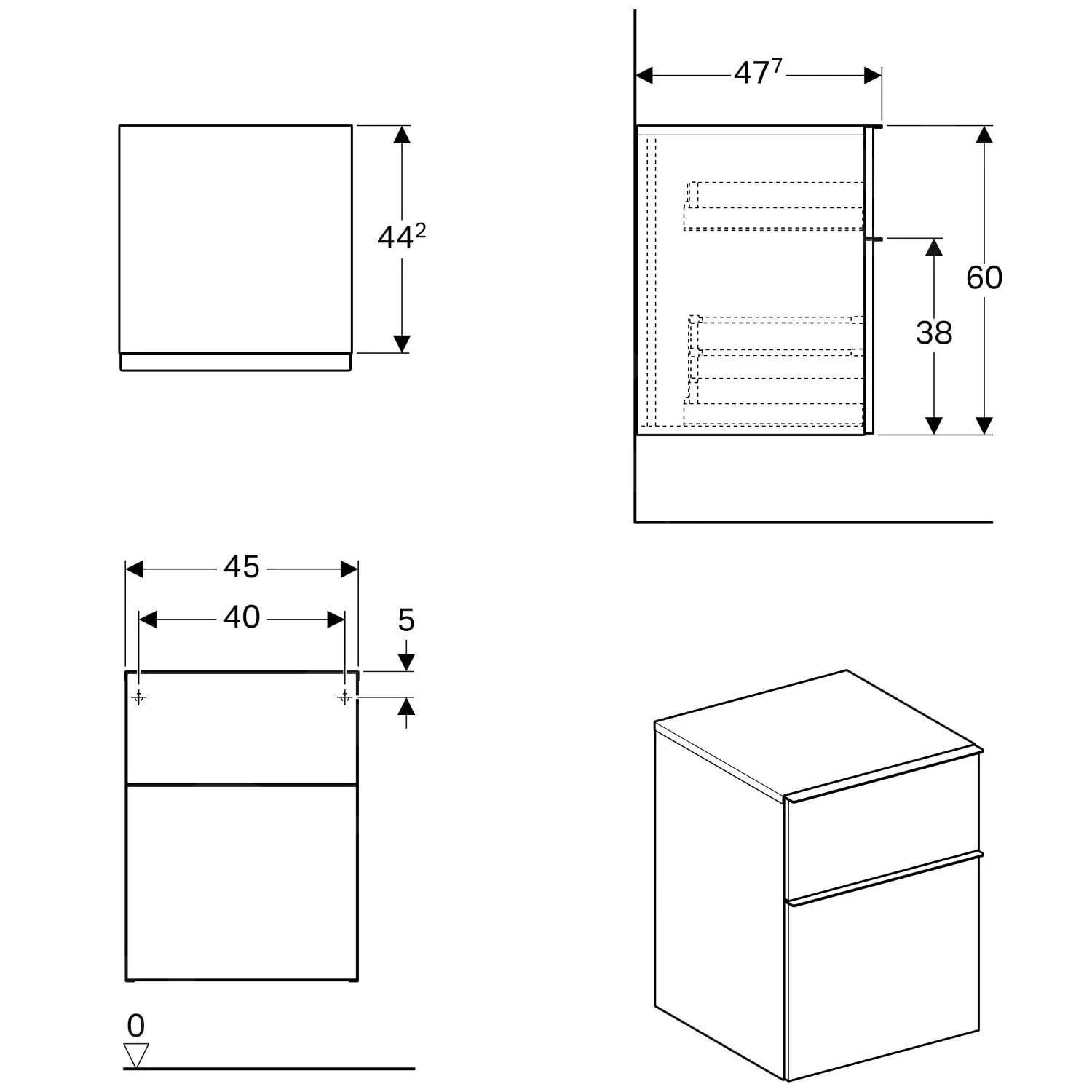 Geberit ICon - Onderbouw Zijkast Met 2 Laden 450x600 Mm, Mat Wit 841045000 2 Geberit ICon - Onderbouw Zijkast Met 2 Laden 450x600 Mm, Mat Wit 841045000 - Afbeelding 2