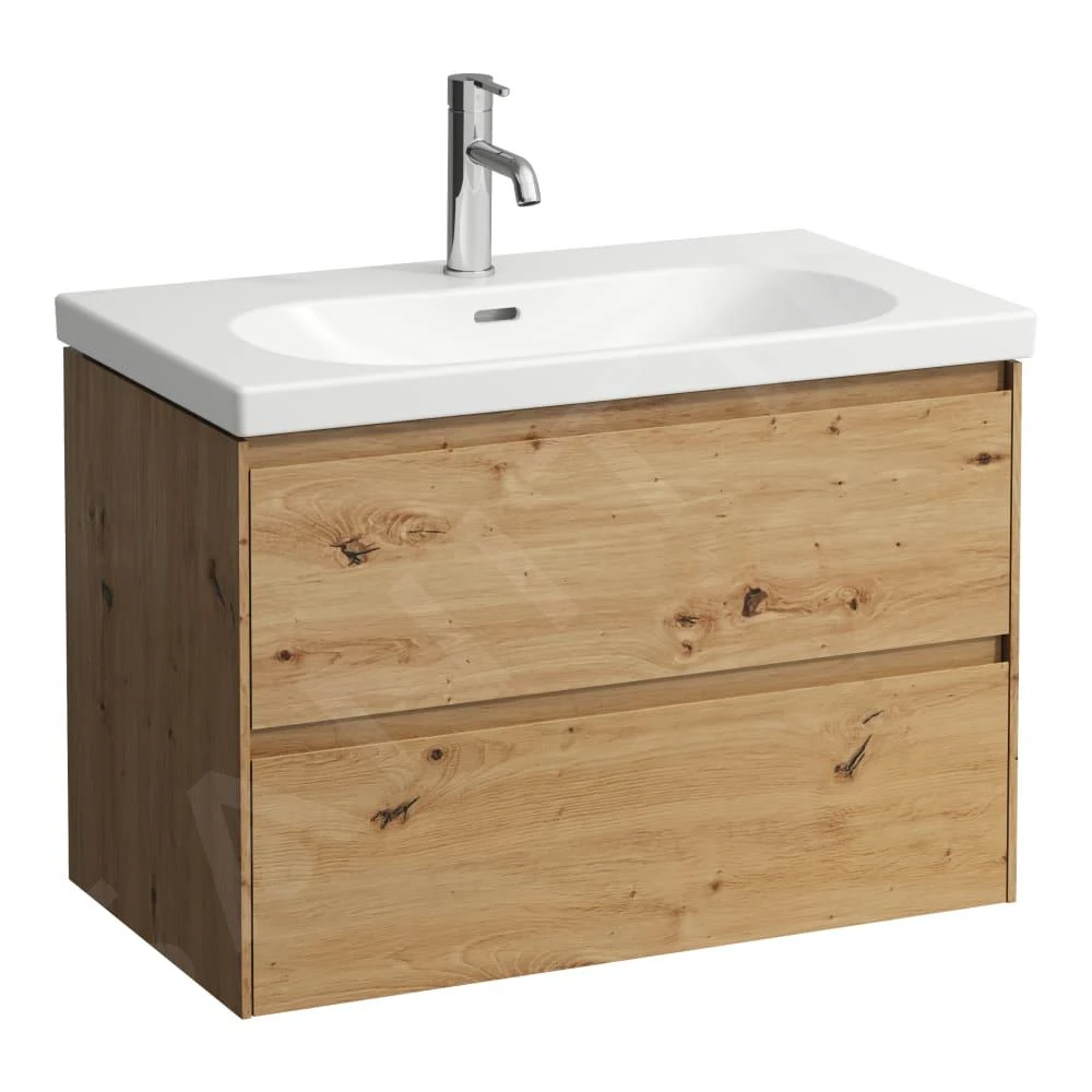 Laufen Lani - Wastafelonderkast, 79x44x52 Cm, 2 Laden, Eiken H4035521122671 1 Laufen Lani - Wastafelonderkast, 79x44x52 Cm, 2 Laden, Eiken H4035521122671