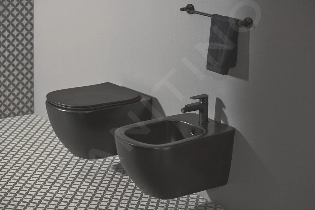 Ideal Standard Tesi - Hangend Toilet Met SoftClose Wc Bril, Aquablade, Zwart T3546V3 5 Ideal Standard Tesi - Hangend Toilet Met SoftClose Wc Bril, Aquablade, Zwart T3546V3 - Afbeelding 5