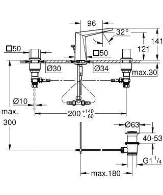 Grohe Allure Brilliant - Wastafelkraan Met Waste, 3-gats Installatie, Chroom 20342000 2 Grohe Allure Brilliant - Wastafelkraan Met Waste, 3-gats Installatie, Chroom 20342000 - Afbeelding 2