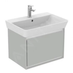 Ideal Standard Connect Air - Wastafelonderkast Cube 600 Mm, 530x409x400 Mm, Glanzend Lichtgrijs/wit Mat E0846EQ