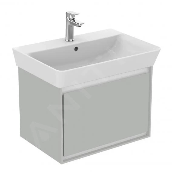 Ideal Standard Connect Air - Wastafelonderkast Cube 600 Mm, 530x409x400 Mm, Glanzend Lichtgrijs/wit Mat E0846EQ 1 Ideal Standard Connect Air - Wastafelonderkast Cube 600 Mm, 530x409x400 Mm, Glanzend Lichtgrijs/wit Mat E0846EQ