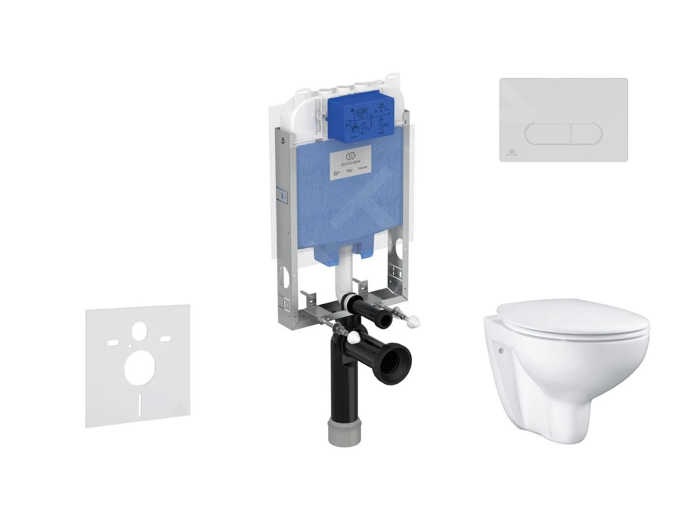 Ideal Standard ProSys - Toiletset- Inbouwreservoir, Closet, WC-zitting Bau Ceramic, Oleas M1 Bedieningsplaat, Rimless, Softclose, Mat Chroom ProSys80M SP137 1 Ideal Standard ProSys - Toiletset- Inbouwreservoir, Closet, WC-zitting Bau Ceramic, Oleas M1 Bedieningsplaat, Rimless, Softclose, Mat Chroom ProSys80M SP137