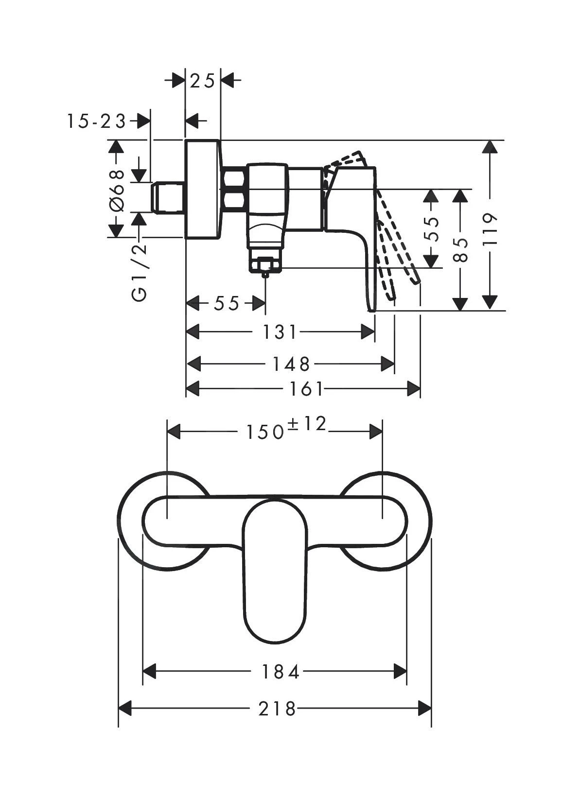 Hansgrohe Rebris S - Douchekraan, Met 2 Flow Rates, Chroom 72643000 2 Hansgrohe Rebris S - Douchekraan, Met 2 Flow Rates, Chroom 72643000 - Afbeelding 2