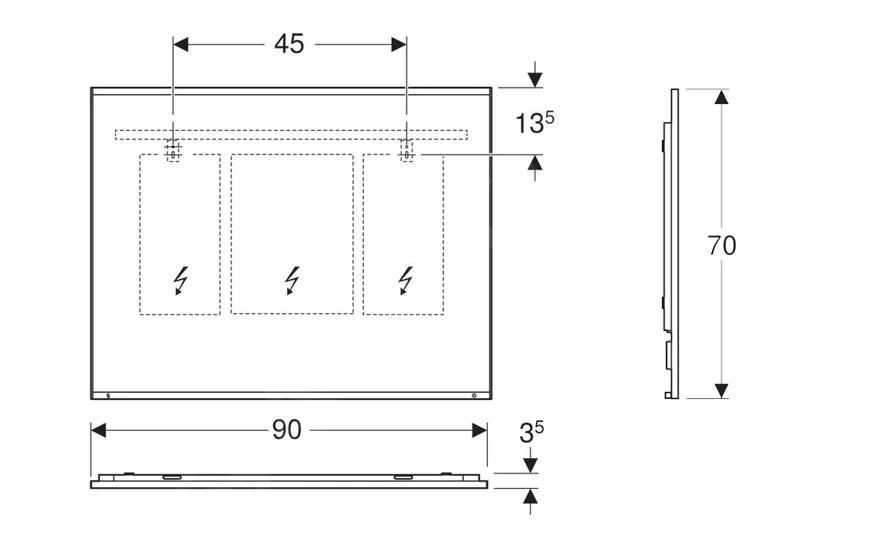 Geberit Option - Spiegel Met LED-verlichting En Verwarming, 900x700 Mm 501.073.00.1 2 Geberit Option - Spiegel Met LED-verlichting En Verwarming, 900x700 Mm 501.073.00.1 - Afbeelding 2