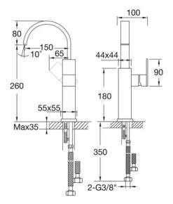 Steinberg 135 - Wastafelkraan, Mat Zwart 135 1551 S -Badkamer Luxe fa4639207ca30ec8d32c7746