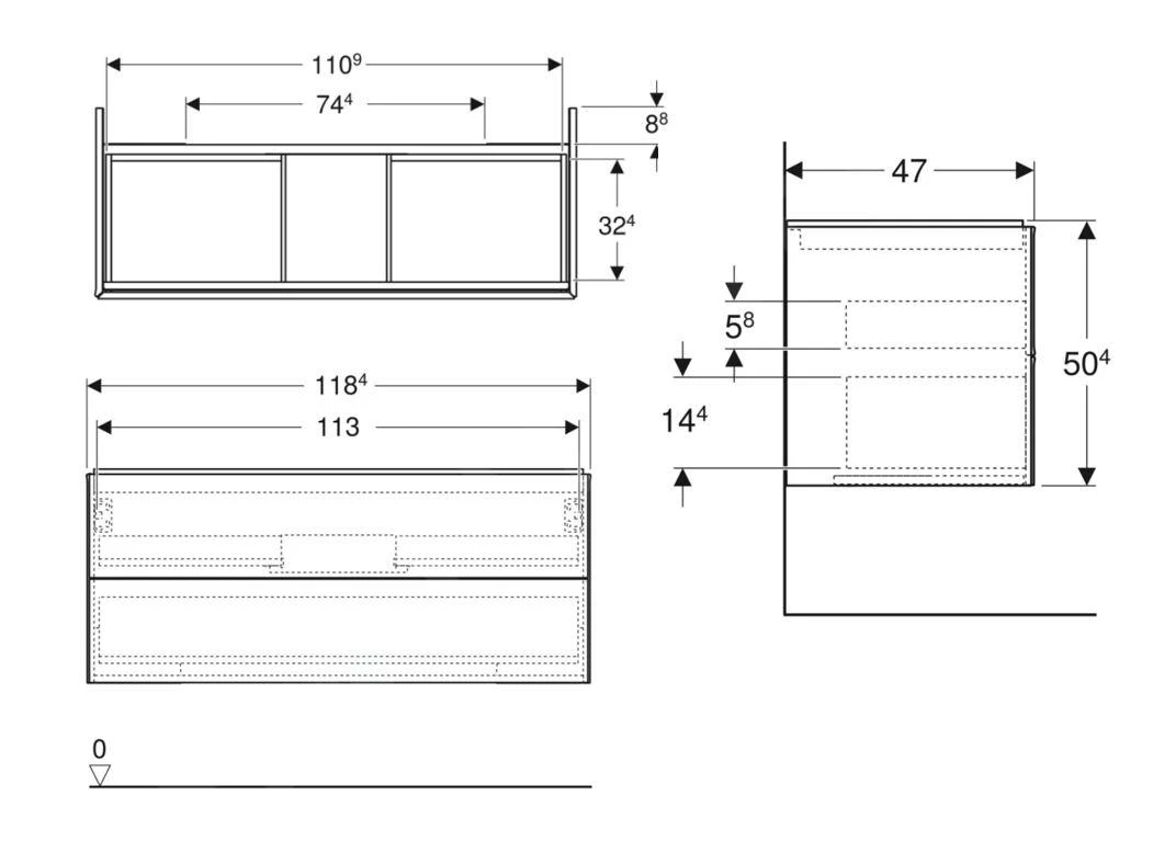Geberit ONE - Wastafelonderkast 118x50x47 Cm, 2 Laden, Glanzend Wit 505.265.00.1 2 Geberit ONE - Wastafelonderkast 118x50x47 Cm, 2 Laden, Glanzend Wit 505.265.00.1 - Afbeelding 2