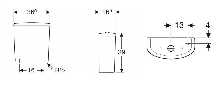 Geberit Selnova - Stortbak, 365x390 Mm, Wit 500.268.01.1 2 Geberit Selnova - Stortbak, 365x390 Mm, Wit 500.268.01.1 - Afbeelding 2