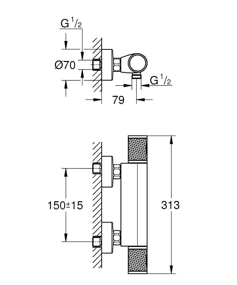 Grohe Precision Feel - Thermostatische Douchekraan, Chroom 34790000 2 Grohe Precision Feel - Thermostatische Douchekraan, Chroom 34790000 - Afbeelding 2