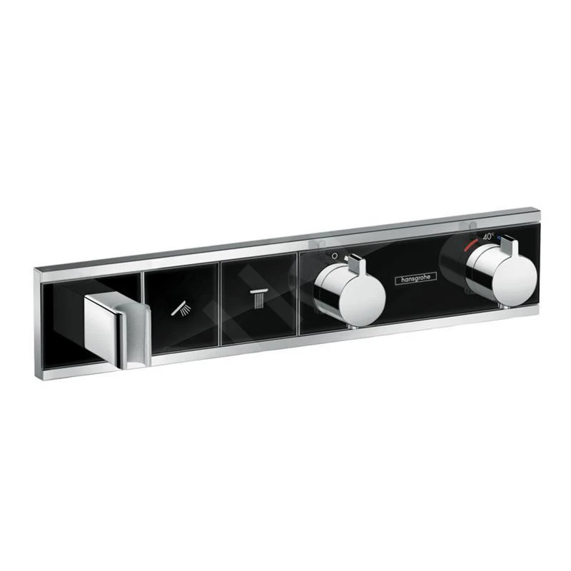 Hansgrohe RainSelect - Afbouwdeel Voor Thermostatische Douchekraan Voor 2 Functies, Zwart/chroom 15355600 1 Hansgrohe RainSelect - Afbouwdeel Voor Thermostatische Douchekraan Voor 2 Functies, Zwart/chroom 15355600
