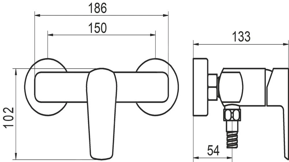 Novaservis Metalia 58 - Douchekraan, Chroom 58061/1,0 2 Novaservis Metalia 58 - Douchekraan, Chroom 58061/1,0 - Afbeelding 2