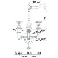 Sapho Reitano Rubinetteria Antea - 3- Gats Wastafelkraan Met Waste, Brons 3226 -Badkamer Luxe fc2eb2b668a2b3947dfe96ac