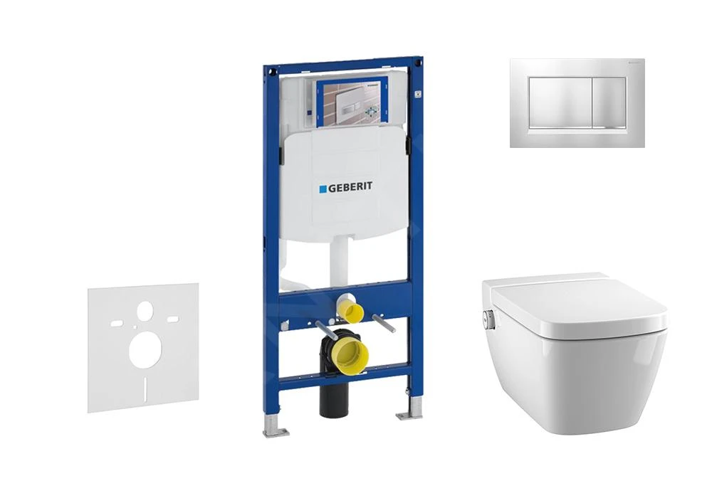 Geberit Duofix - Inbouwreservoir Voor Hangend Toilet Met SIGMA30 Bedieningsknop, Mat Chroom/chroom + Tece One - Hangend Douche-wc En Wc-bril, Rimless, SoftClose 111.300.00.5 NT7 1 Geberit Duofix - Inbouwreservoir Voor Hangend Toilet Met SIGMA30 Bedieningsknop, Mat Chroom/chroom + Tece One - Hangend Douche-wc En Wc-bril, Rimless, SoftClose 111.300.00.5 NT7