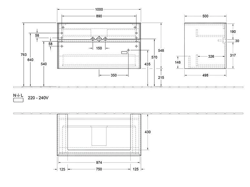 Villeroy & Boch Collaro - Wastafelkast, 1000x548x500 Mm, 2 Laden, Mat Zwart C02000PD 2 Villeroy & Boch Collaro - Wastafelkast, 1000x548x500 Mm, 2 Laden, Mat Zwart C02000PD - Afbeelding 2