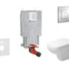 Grohe Uniset - Complete Toiletset, Wand-wc + D-Code Toiletzitting, Rimless, SoftClose, + Bedieningsplaat Skate Cosmo, Chroom 38643SET-KK