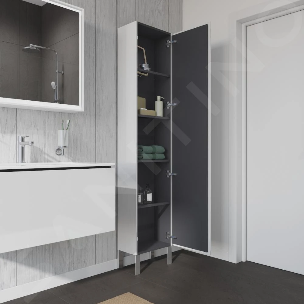 Duravit L-Cube - Hoge Badkamerkast 1760x500x243 Mm, Rechts, Glanzend Wit LC1171R2222 4 Duravit L-Cube - Hoge Badkamerkast 1760x500x243 Mm, Rechts, Glanzend Wit LC1171R2222 - Afbeelding 4