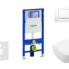 Geberit Duofix - Toiletset Met Sigma30 Bedieningsplaat, Wit/glanzend Chroom + Villeroy Boch Hangend Toilet En Wc Bril, DirectFlush, SoftClose, CeramicPlus 111.300.00.5 NI5