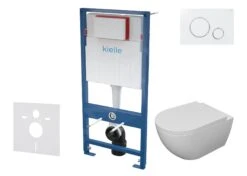 Kielle Genesis - Set Voorwandinstallatie, Toilet Met Toiletbril Softclose En Bedieningspaneel Gemini II, Wit/chroom 30505SS17