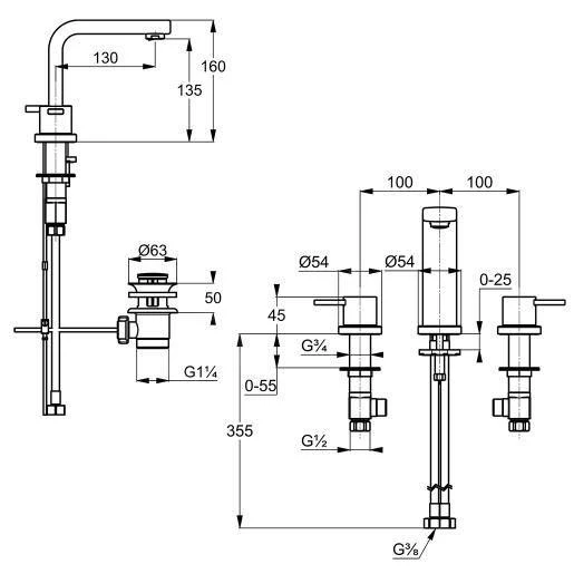 Kludi Zenta - Wastafelkraan, 3-gats, Chroom 383930575 2 Kludi Zenta - Wastafelkraan, 3-gats, Chroom 383930575 - Afbeelding 2