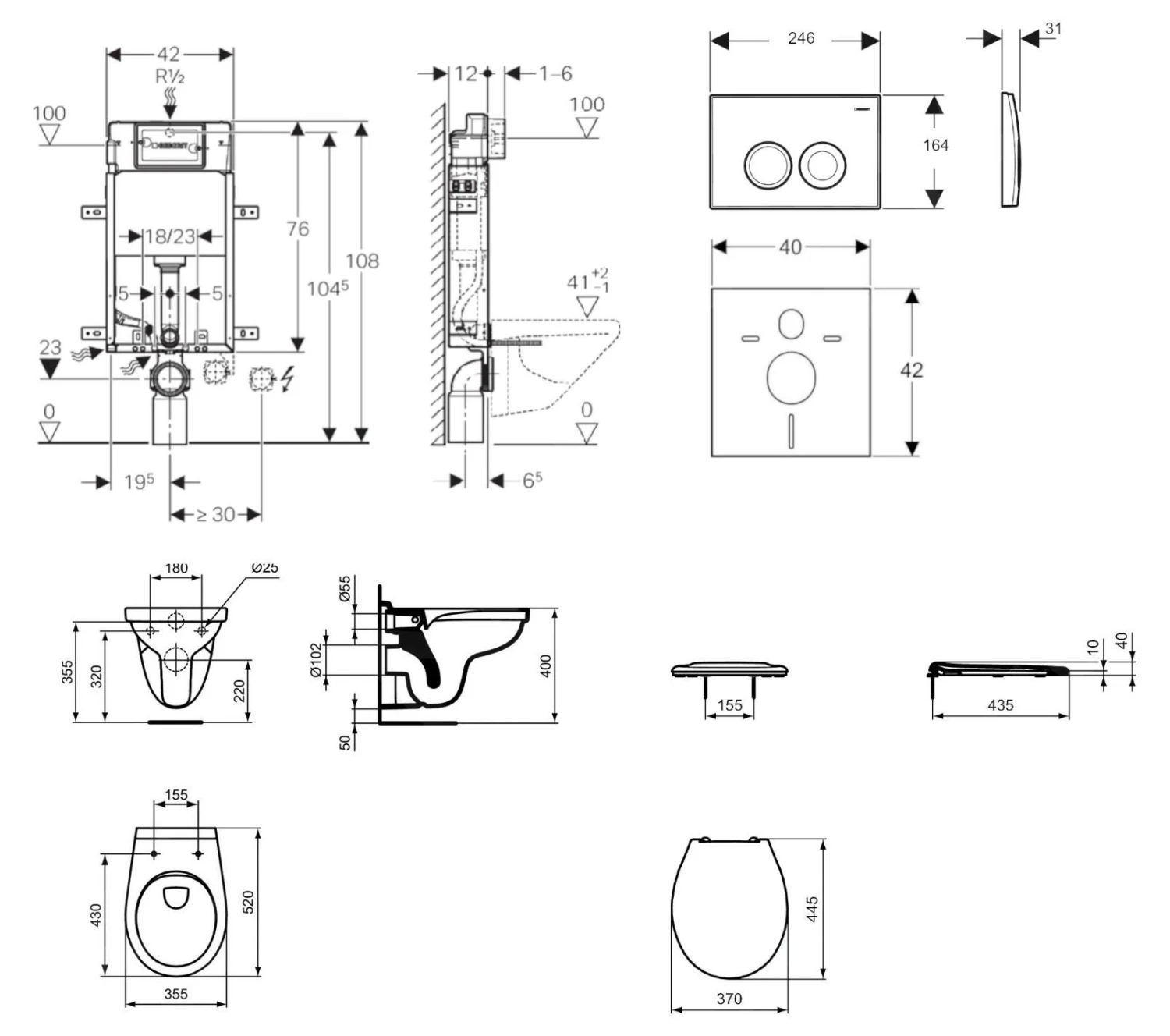 Geberit Kombifix - Set Voorwandinstallatie, Closet Alpha Met WC-zitting, Bedieningsplaat Delta21, Mat Chroom 110.100.00.1 NR3 2 Geberit Kombifix - Set Voorwandinstallatie, Closet Alpha Met WC-zitting, Bedieningsplaat Delta21, Mat Chroom 110.100.00.1 NR3 - Afbeelding 2