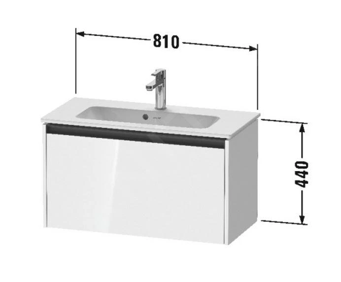 Duravit Ketho.2 - Wastafelkast 440x810x390 Mm, 1 Lade, Mat Wit K25056018180000 2 Duravit Ketho.2 - Wastafelkast 440x810x390 Mm, 1 Lade, Mat Wit K25056018180000 - Afbeelding 2